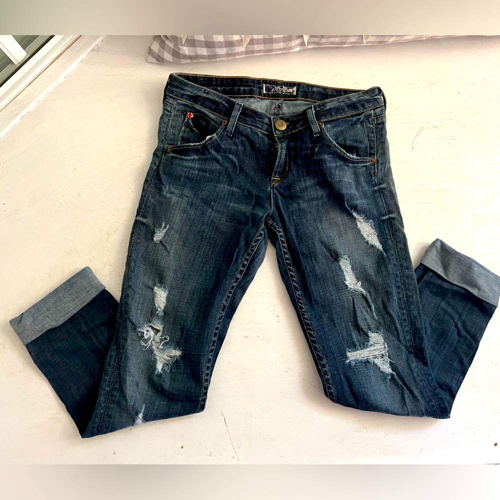 Hudson distressed cuffed jeans